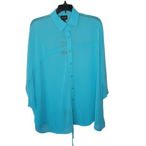 Nicole Miller Oversized Sheer Blue Top Size XS NWT